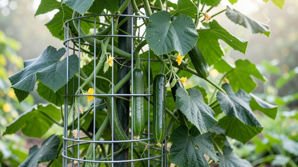 Grow Cucumbers in Tomato Cage: Vertical Space Hack for Bountiful Vines
