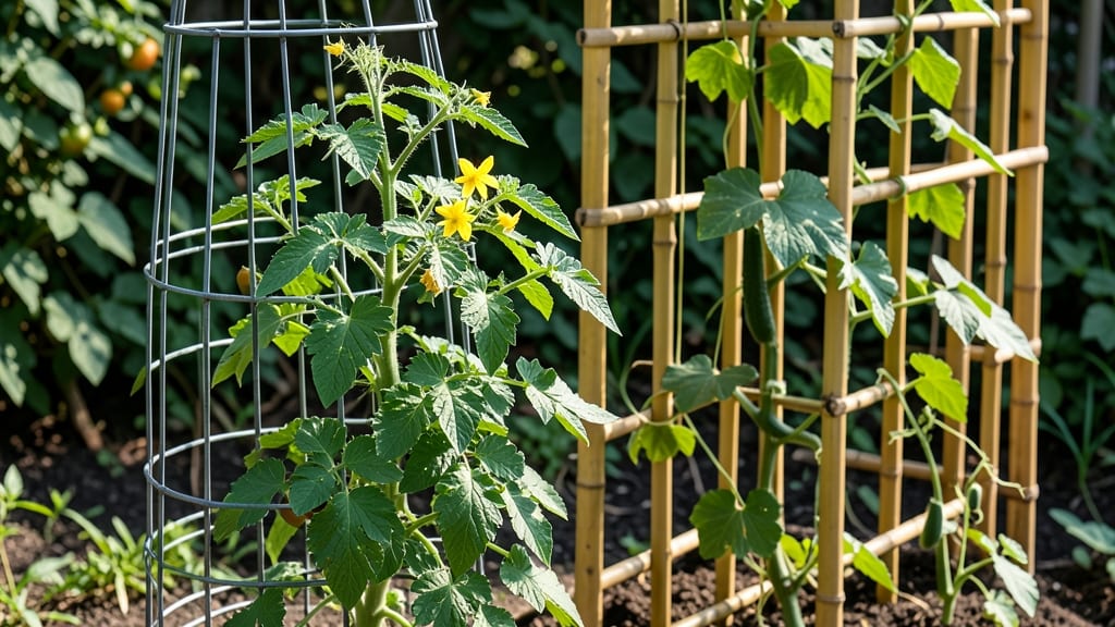 Cucumber Trellis and Tomato Cage: Space-Saving Duo for Bountiful Harvests