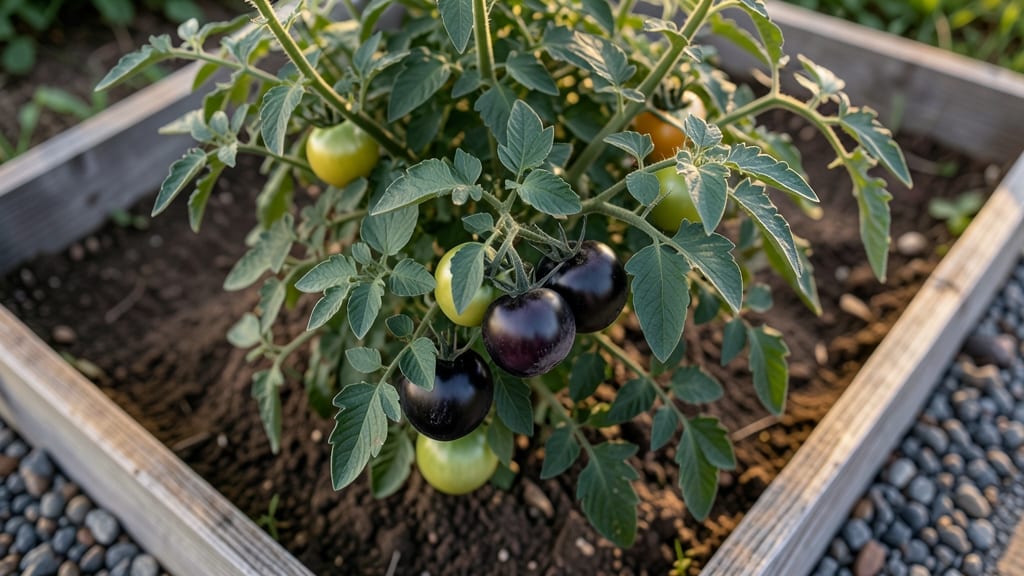 Black Krim Tomatoes in Raised Beds